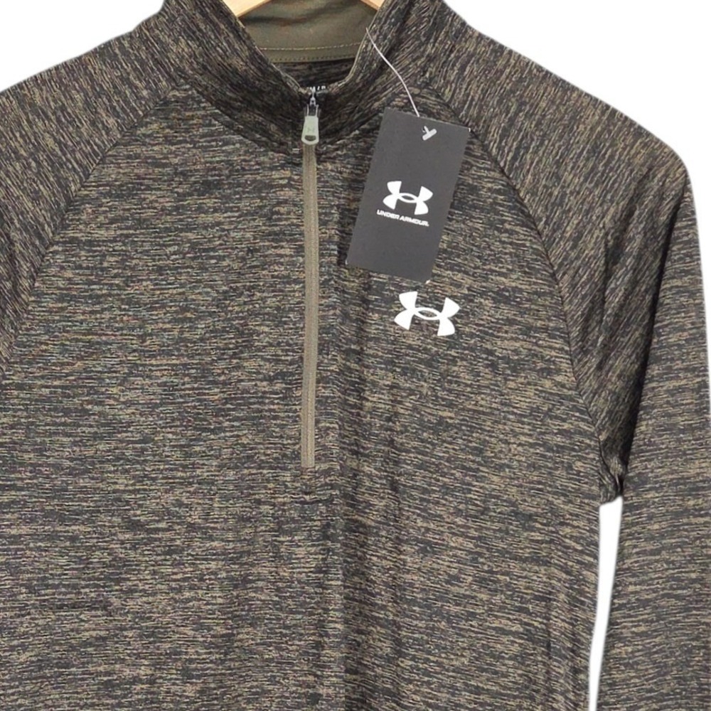 Under Armour Tech 2.0 1/2 Zip Pullover Mens Small Olive Green‎ Black Shirt NWT